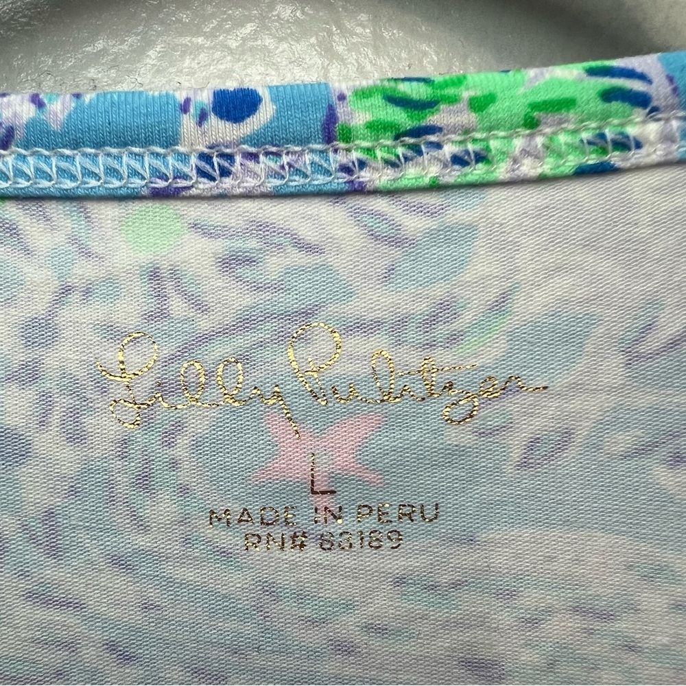 Lilly Pulitzer Amara V-Neck Long Sleeve Top Tropical Pattern Size Large - Picture 5 of 8